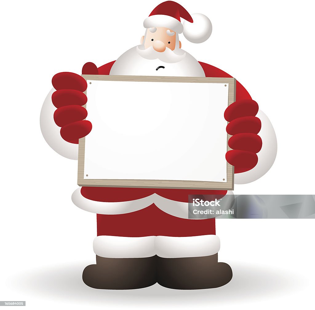 Infeliz Santa Claus Holding una valla publicitaria - arte vectorial de Contratación libre de derechos