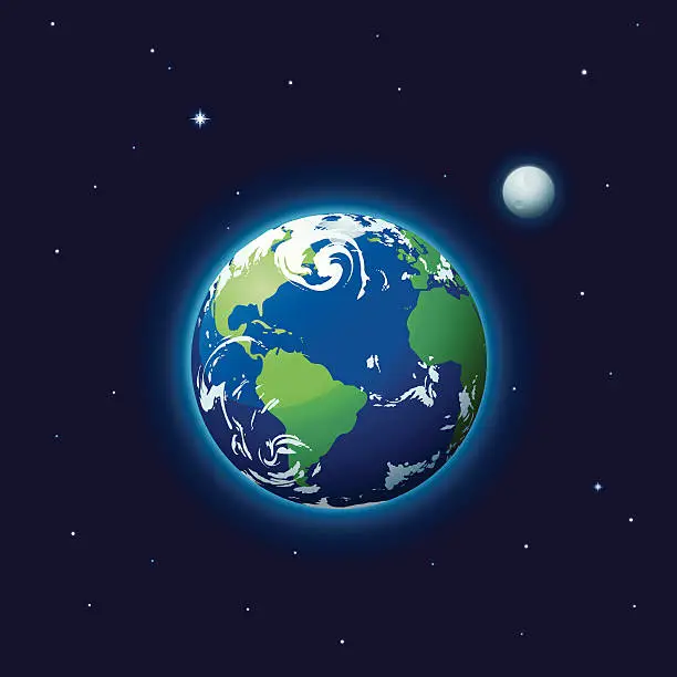 Vector illustration of Earth & Moon