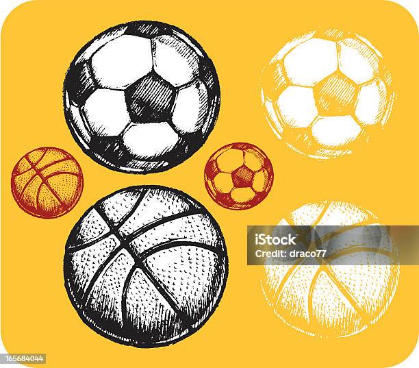 Sketch Sports Ball Set Stock Illustration - Download Image Now - Soccer, Grunge Image Technique, Basketball - Ball