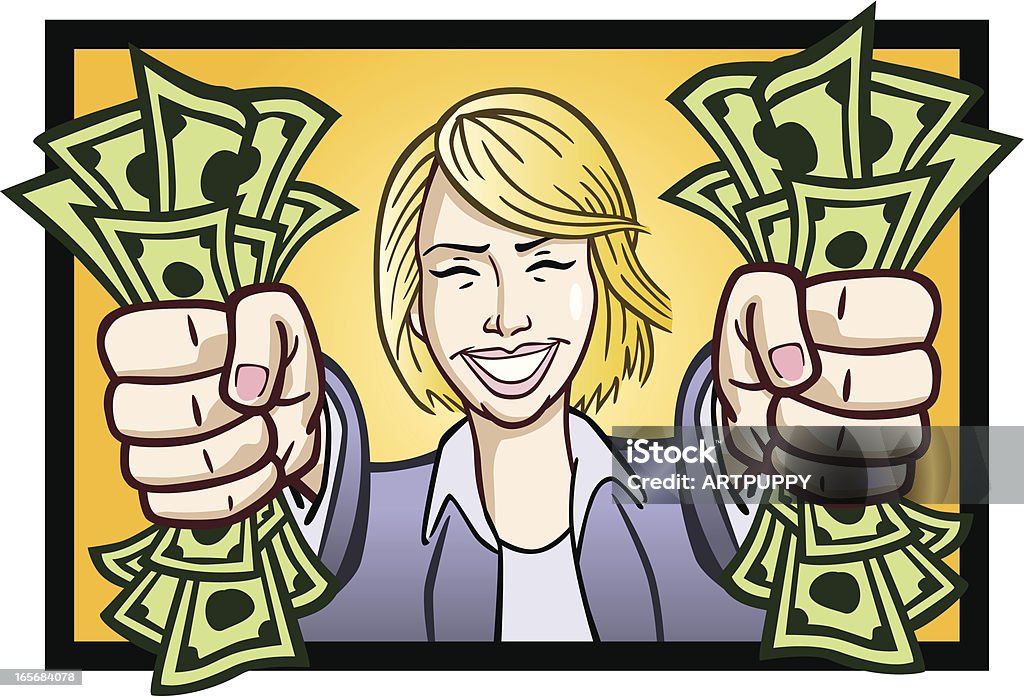 Femme d'affaires en tenant l'argent - clipart vectoriel de Adulte libre de droits