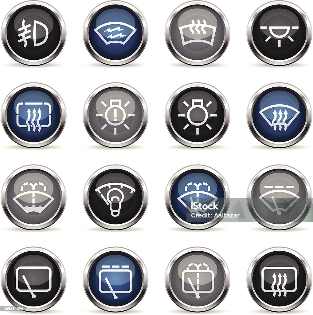 Supergloss icônes de voiture de contrôle des indicateurs - clipart vectoriel de Ampoule électrique libre de droits