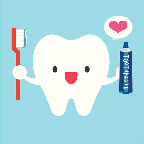 я люблю мои зубы щеткой - brushing teeth stock illustrations