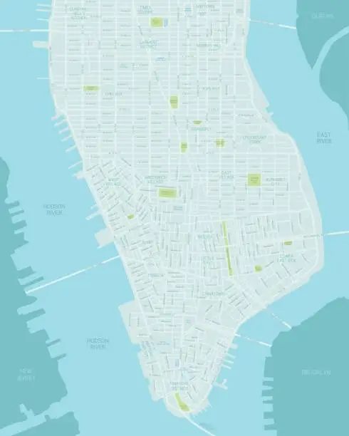 Vector illustration of Lower Manhattan Map