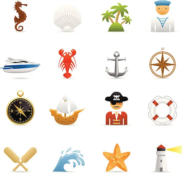 Vector illustration of Color Icons - Nautical