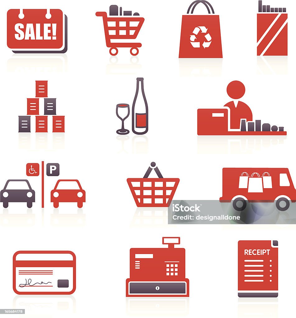 Супермаркет & шоппинг иконки - Векторная графика Супермаркет роялти-фри