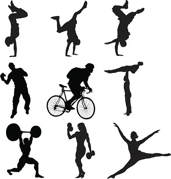 Vector illustration of Silhouettes of different sports