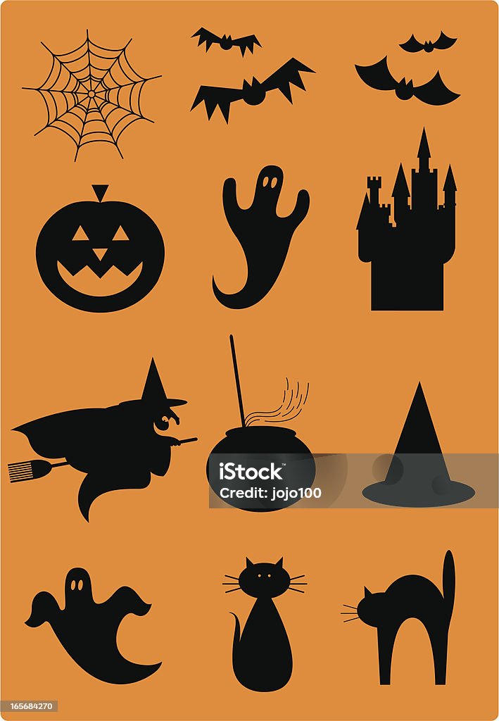 Silhouettes icônes d'Halloween Spooky - clipart vectoriel de Silhouette - Contre-jour libre de droits