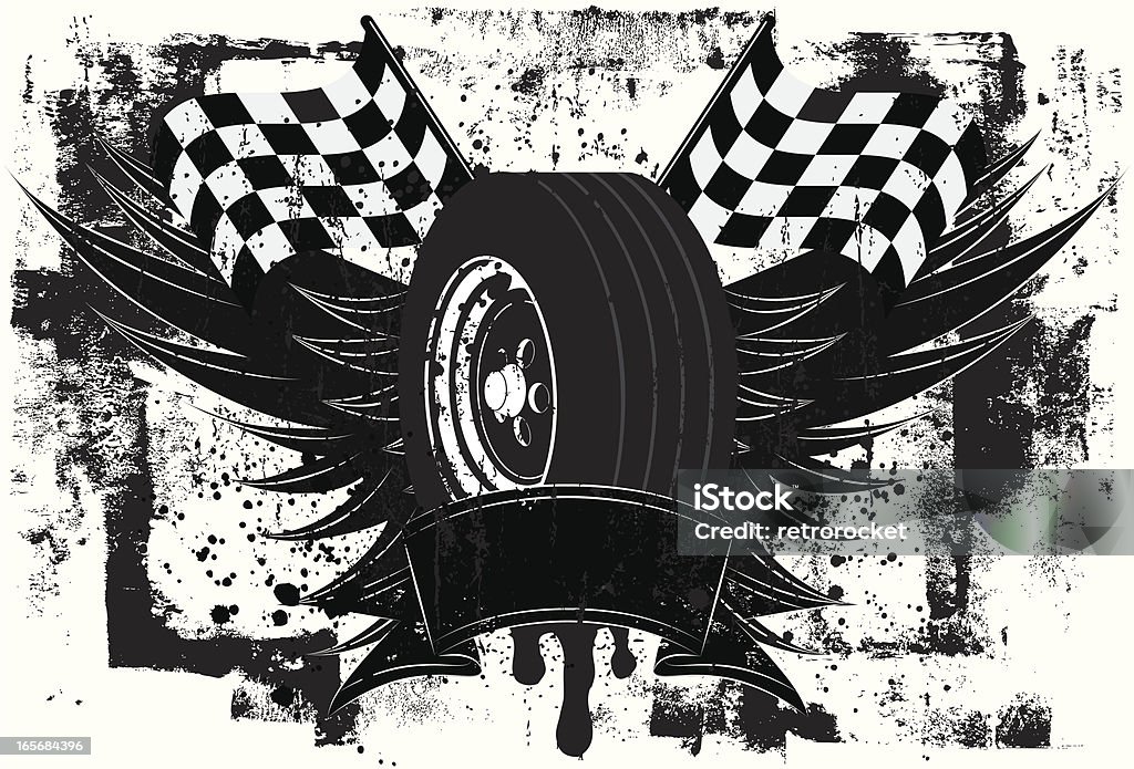 racing alette Emblema - arte vettoriale royalty-free di Gara di dragster