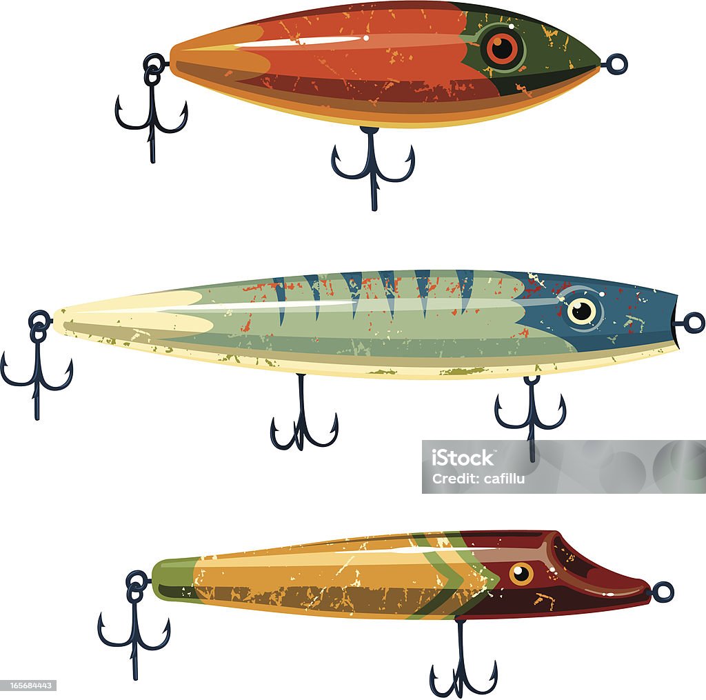 Fishing Lures Colorful antique fishing lures and hooks used for bait Fishing Hook stock vector