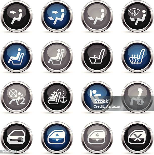Ilustración de Supergloss Iconos De Auto Control De Indicadores y más Vectores Libres de Derechos de Airbag - Airbag, Aparato de aire acondicionado, Azul