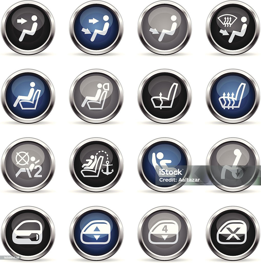 Supergloss icônes de voiture de contrôle des indicateurs - clipart vectoriel de Airbag libre de droits