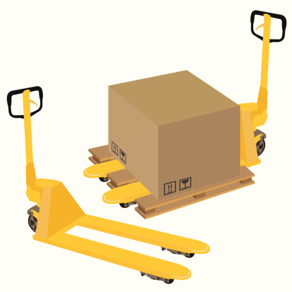 Pallet Truck and cardboard box