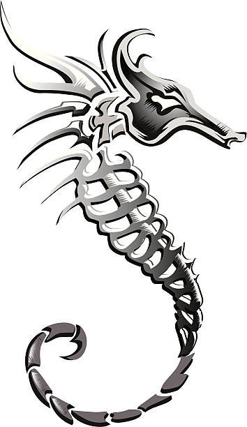 fake seahorse skeleton vector art illustration