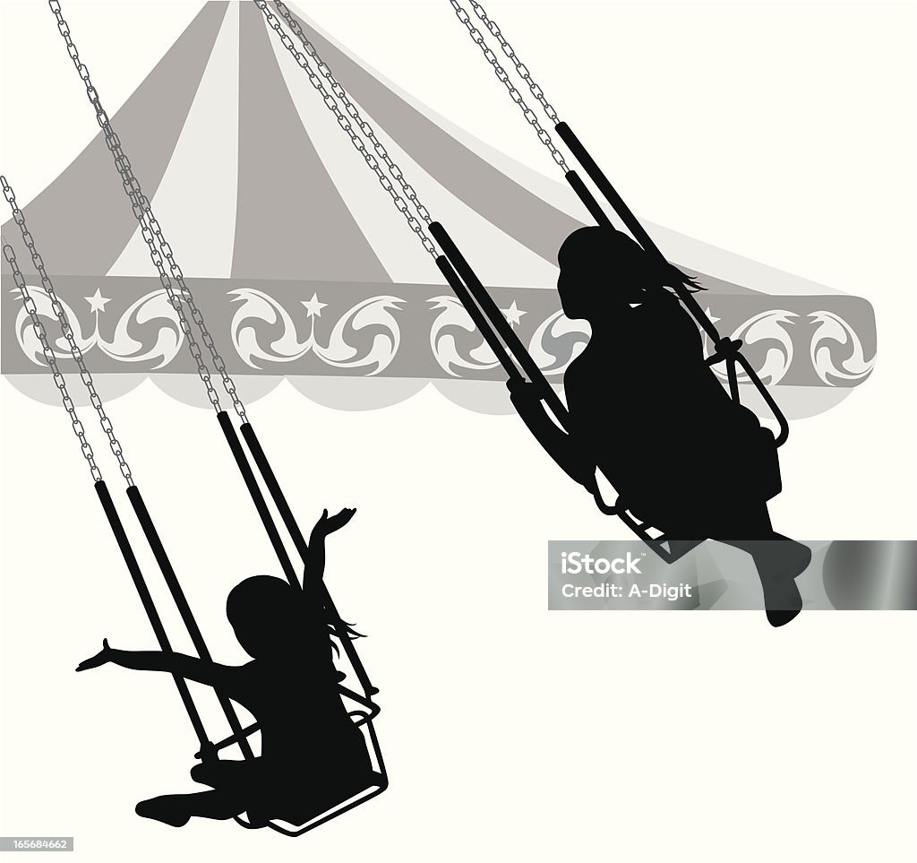Chain Swing Ride Drawing Kiddy Swings Vector Silhouette Stock Illustration - Download Image Now ...