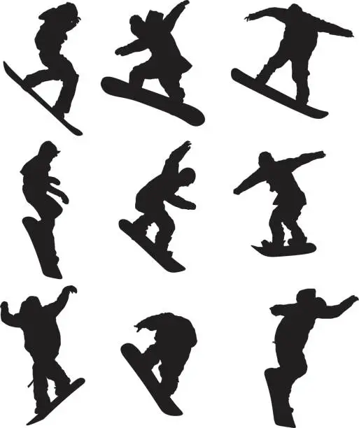 Vector illustration of Men snowboarding