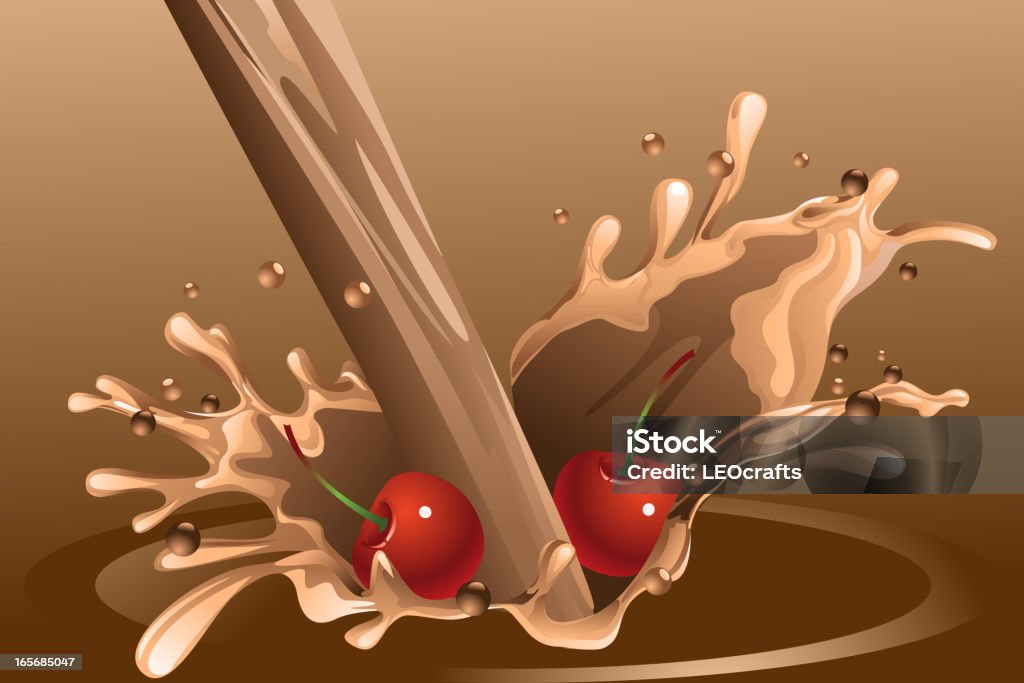 Шоколад всплеск и вишенками - Векторная графика Брызги роялти-фри