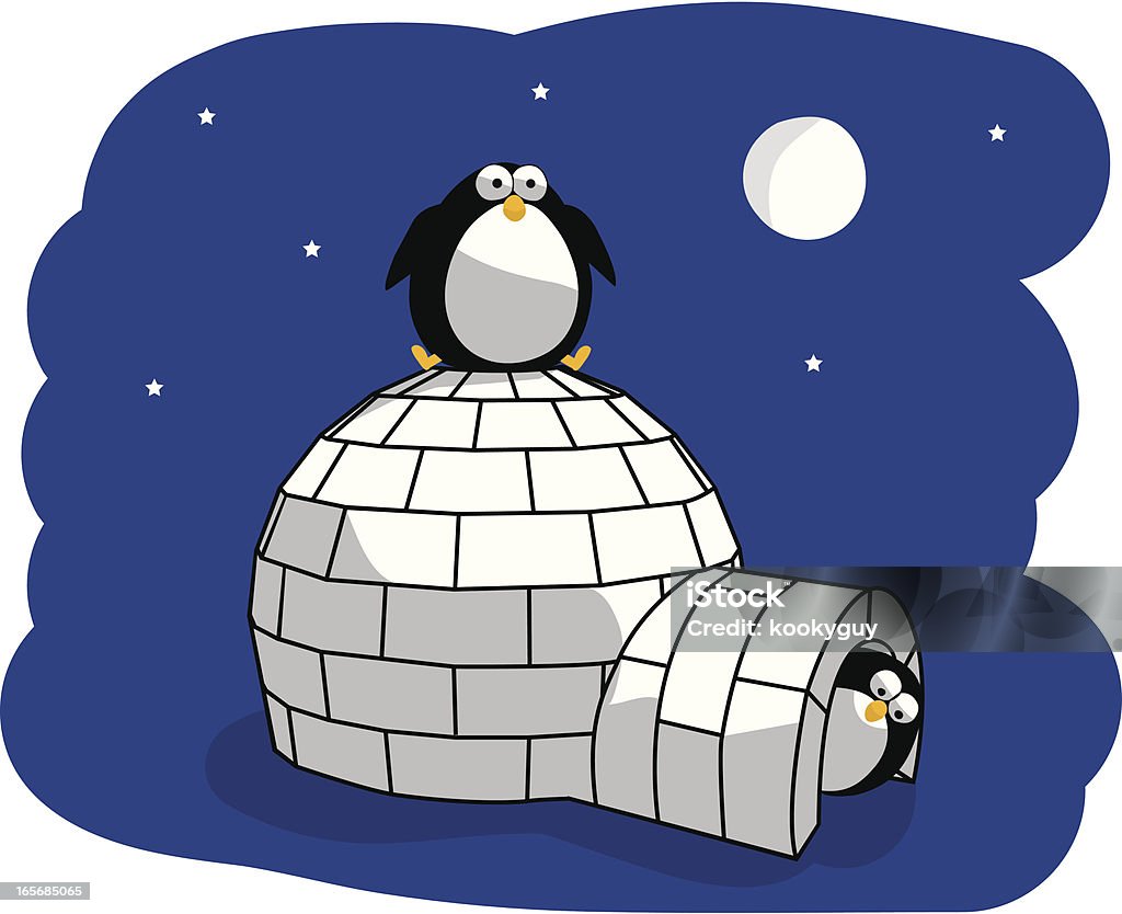 Penguins de l'Arctique de nuit et Igloo - clipart vectoriel de Arctique libre de droits