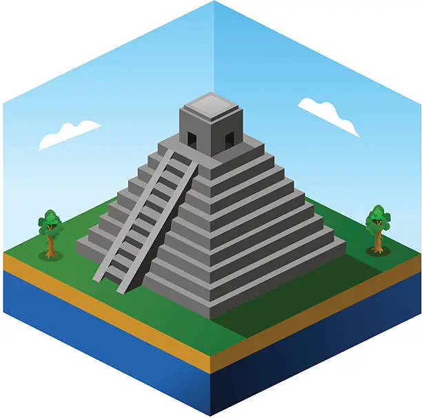 Vector illustration of Isometric Aztec Pyramid