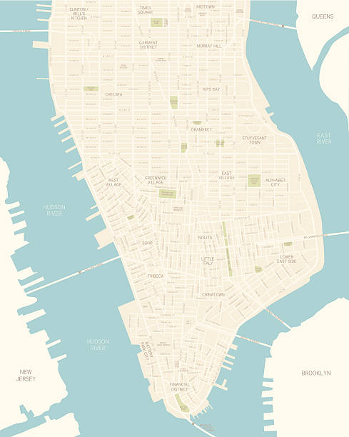 illustrations, cliparts, dessins animés et icônes de carte de lower manhattan - manhattan