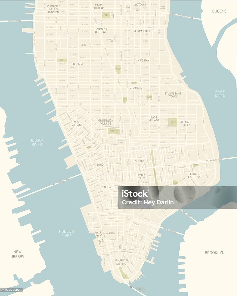 Lower Manhattan mapa - Vetor de Mapa royalty-free