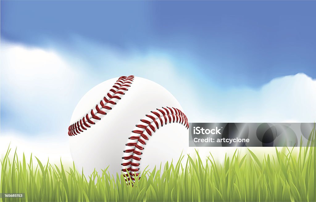 Baseball auf Gras - Lizenzfrei Baseball Vektorgrafik