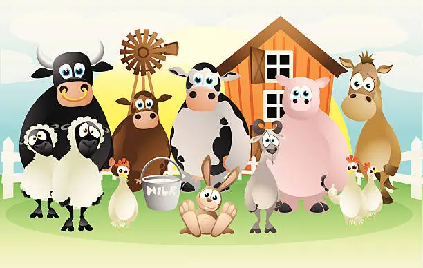 Vector illustration of Farm animals collection