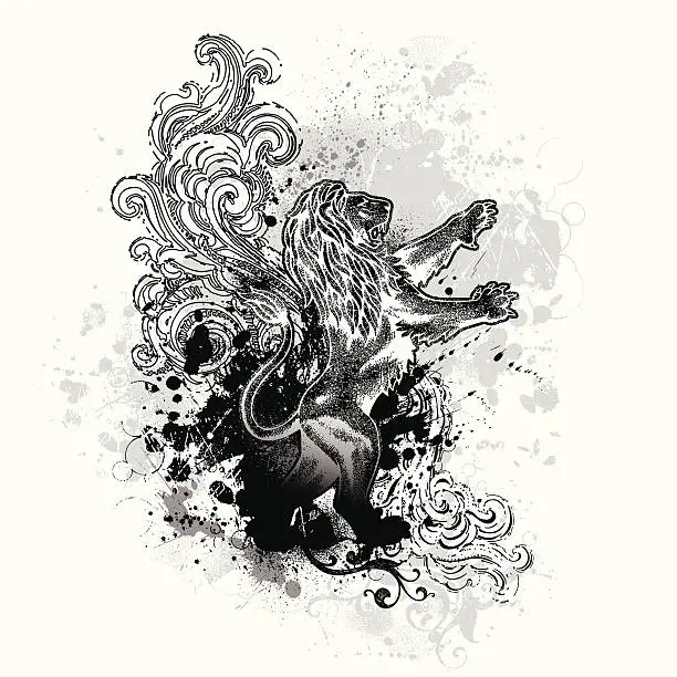 Vector illustration of Lion Grunge
