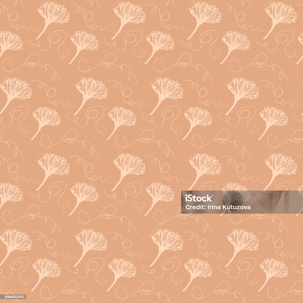 Simplistic Beige Patterns Pattern With Simple Flowers On A Beige Background Vector Illustration ...