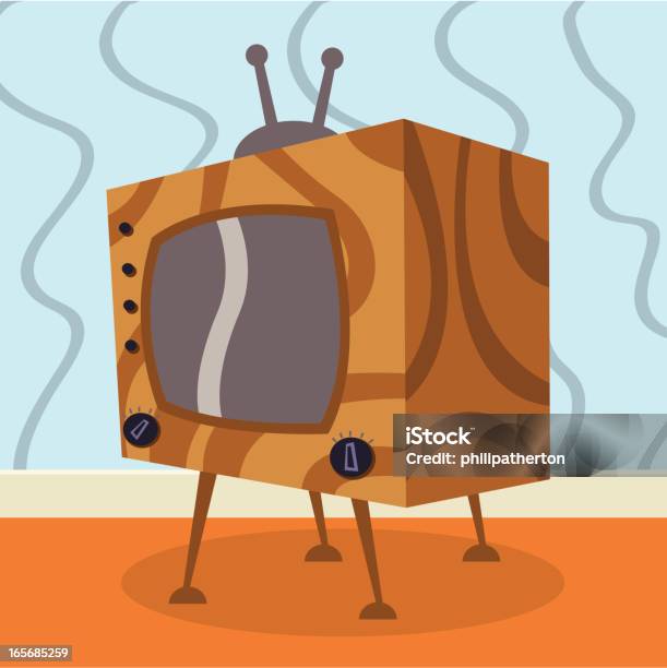 50 Stile Illustrazione Tv - Immagini vettoriali stock e altre immagini di 1950-1959 - 1950-1959, Arte, Cultura e Spettacolo, Carino