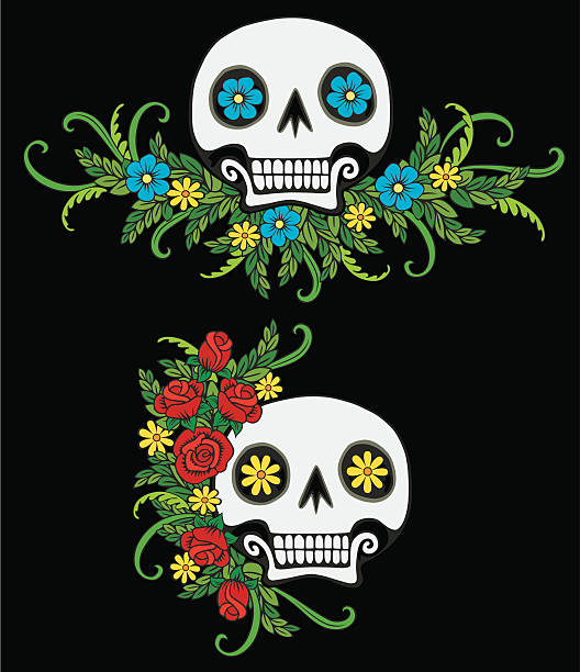 Meksykański "Day of the Dead" cukier Skulls – artystyczna grafika wektorowa