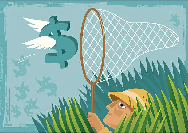 Vector illustration of Catching The Money