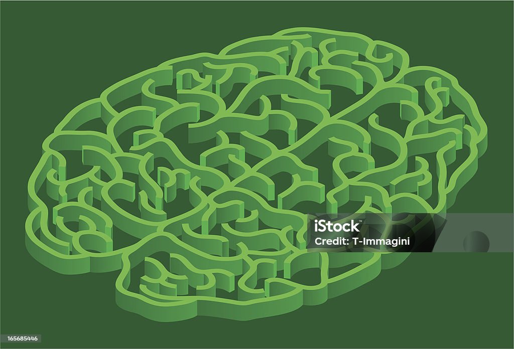 Labirinto verde Cerebral - Royalty-free Labirinto arte vetorial