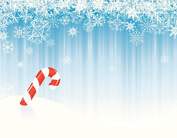 illustrazioni stock, clip art, cartoni animati e icone di tendenza di natale bastoncino di zucchero in sfondo di neve - falling candy christmas candy cane