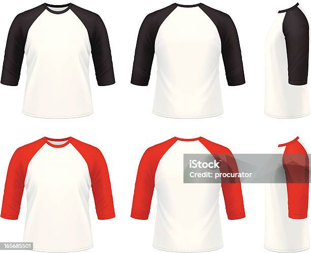 Mens 3 4 Sleeve Raglan Tshirt Stock Illustration - Download Image Now - T-Shirt, Template, Sleeve