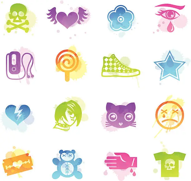 Vector illustration of Stains Icons - Emo