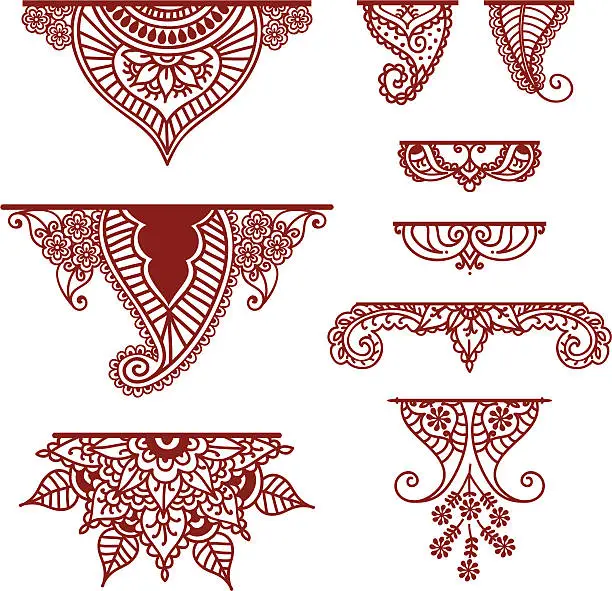 Vector illustration of Mehndi Ornaments