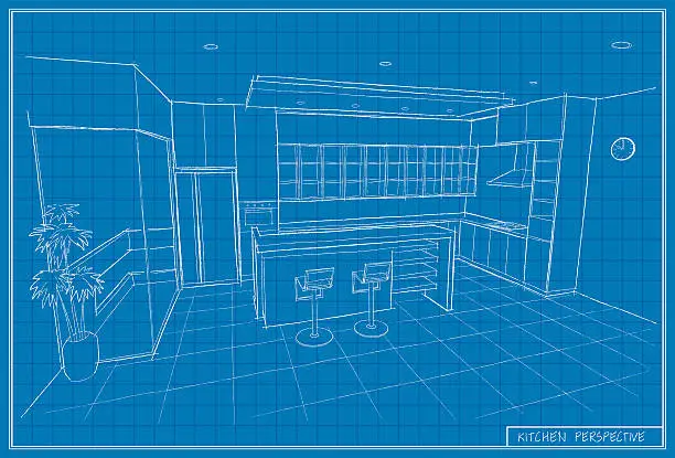 Vector illustration of kitchen blueprint