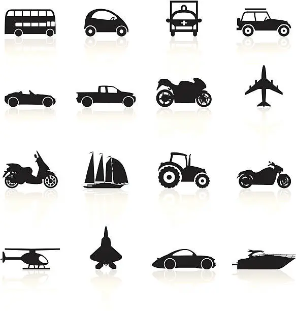 Vector illustration of Black Symbols - Transportation