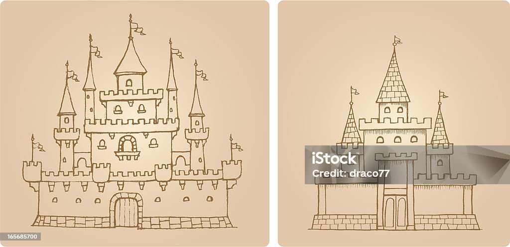 Замок набор - Векторная графика Замок - строение роялти-фри