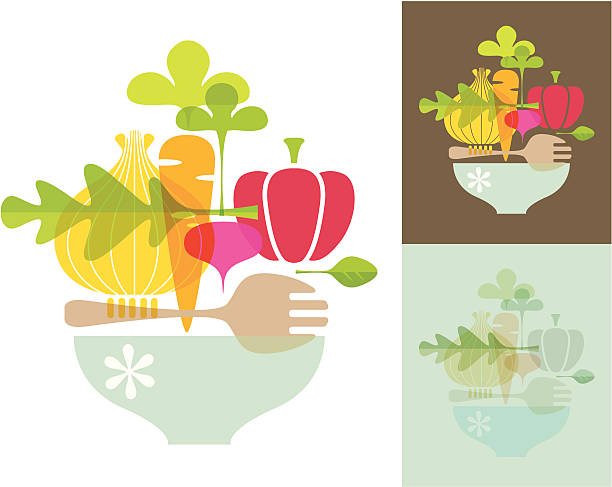 Delicious Living (Fresh Salad) vector art illustration