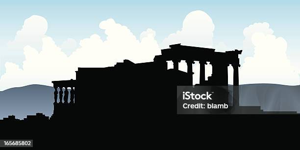 Erehtejon Sylwetka - Stockowe grafiki wektorowe i więcej obrazów Grecja - Grecja, Ruiny, Kultura grecka