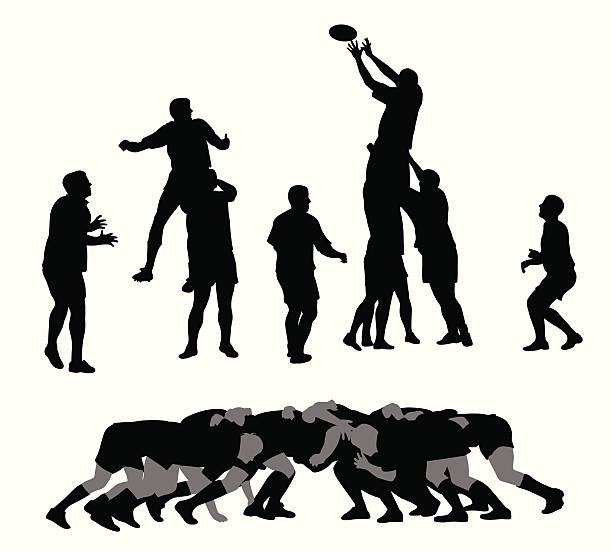 Rugby Vector Silhouette A-Digit rugby stock illustrations