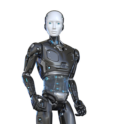 Humanlike Robot on white background. 3D illustration