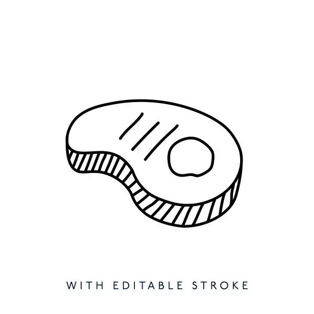 Vector illustration of Beef line icon editable stroke