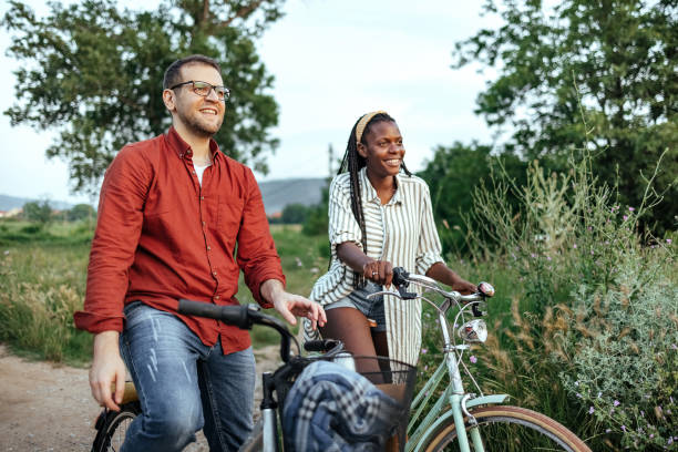istock Loving couple riding bicycles 1656867998