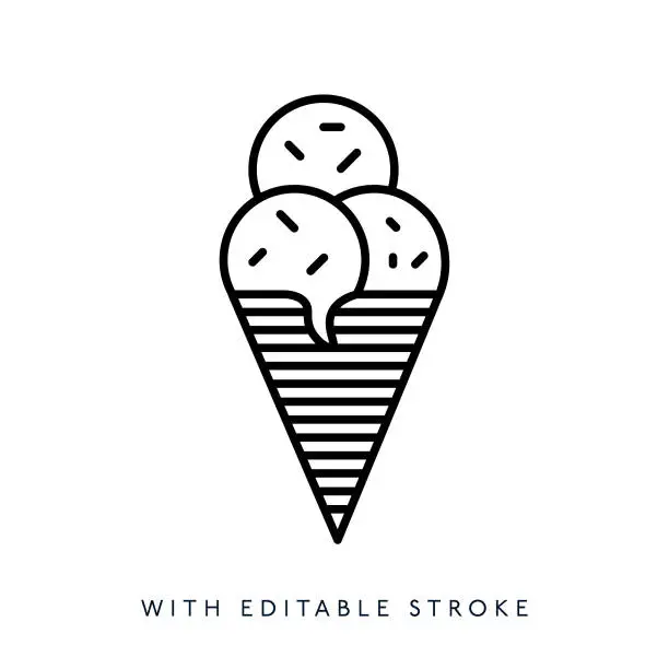 Vector illustration of Ice cream line icon, editable stroke