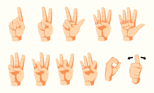 Number Sign Asl A Diagram Showing The Gestures For Numbers In Sign Language Stock ...