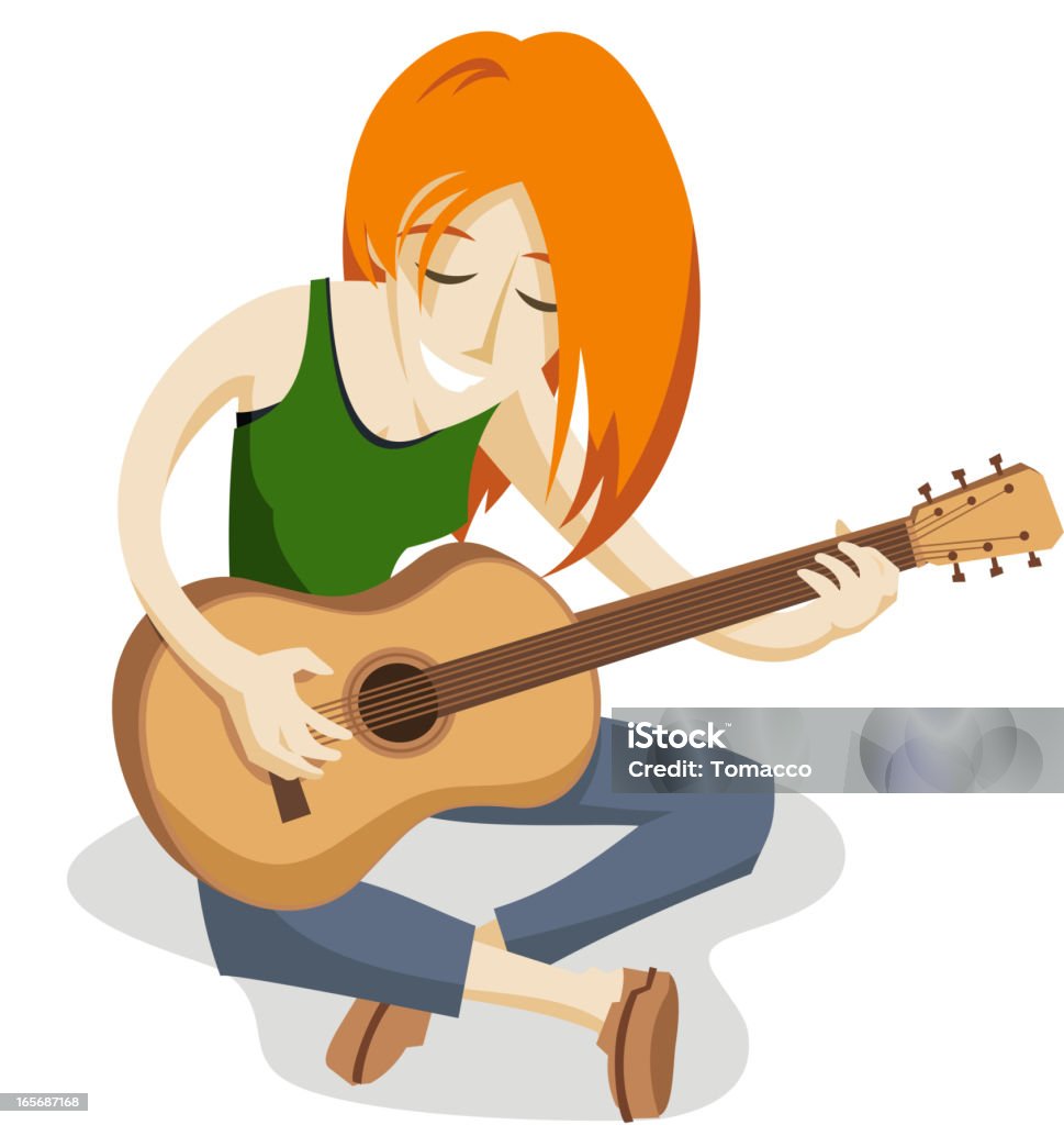 Female guitarist Female guitarist. Acoustic Guitar stock vector