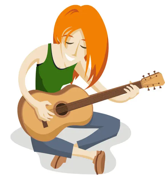 Vector illustration of Female guitarist