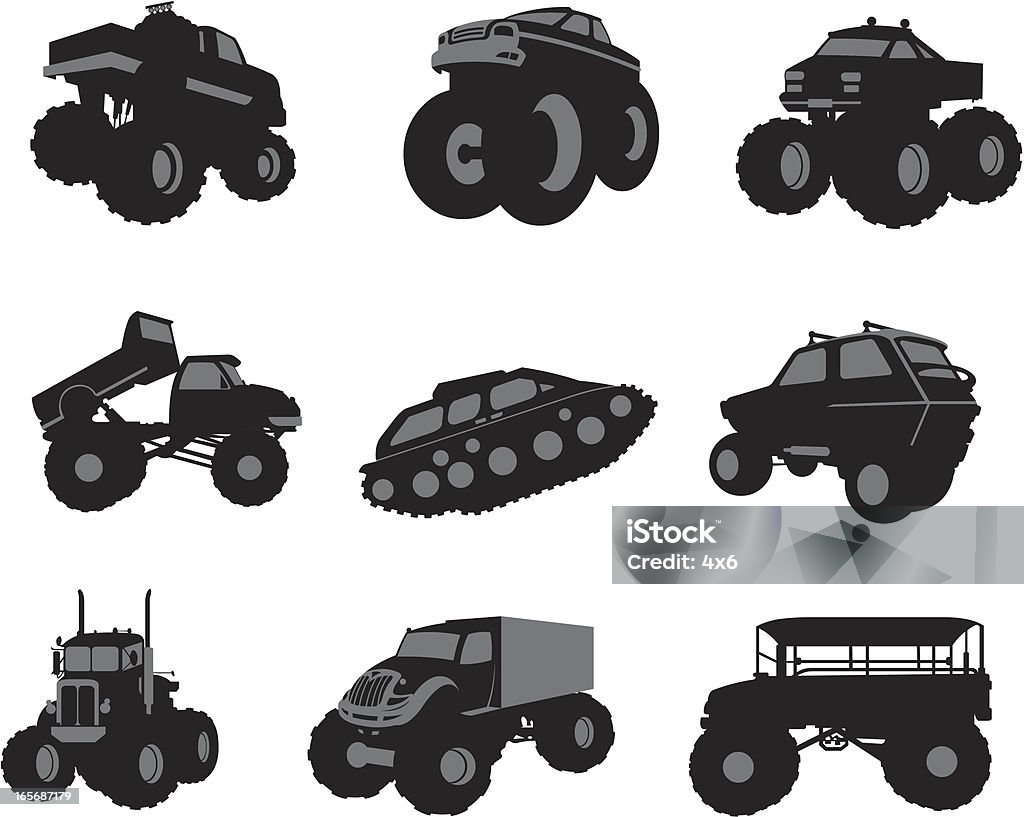 Assortiment de gros véhicules - clipart vectoriel de Arme à feu libre de droits